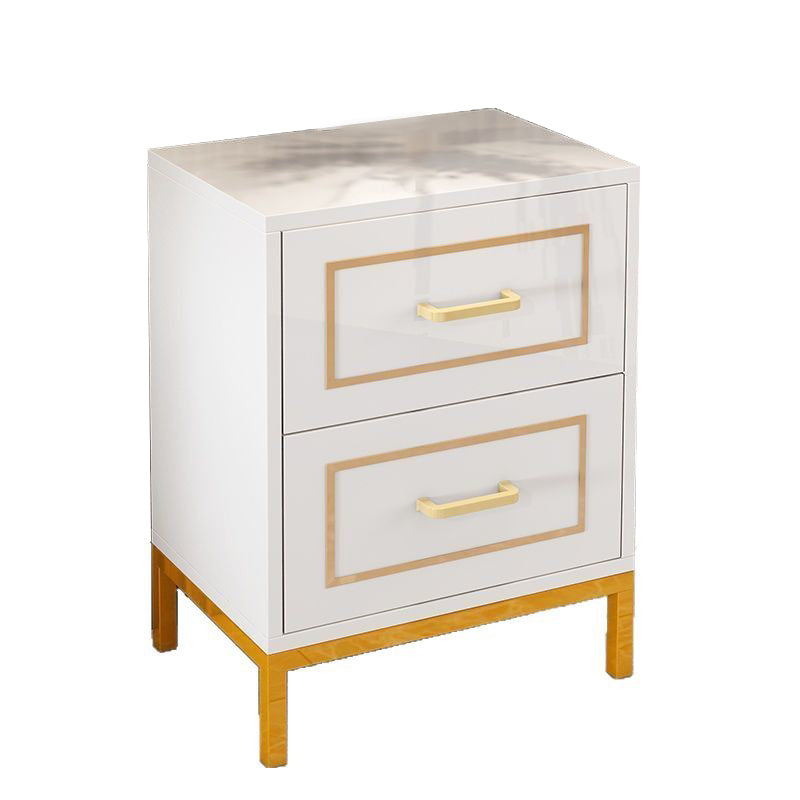 Contemporary Scandinavian Engineered Wood Rectangular Nightstand 2-Drawer For Bedroom