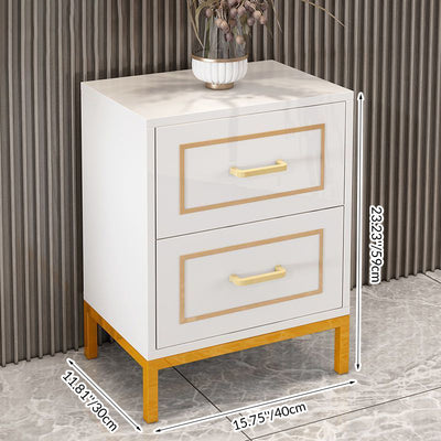 Contemporary Scandinavian Engineered Wood Rectangular Nightstand 2-Drawer For Bedroom
