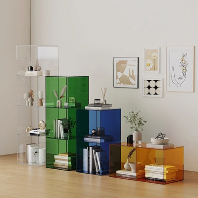 Contemporary Creative Acrylic Rectangular End Table 3-Tier For Living Room