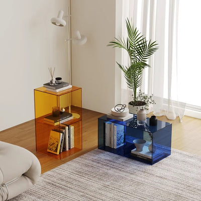 Contemporary Creative Acrylic Rectangular End Table 3-Tier For Living Room