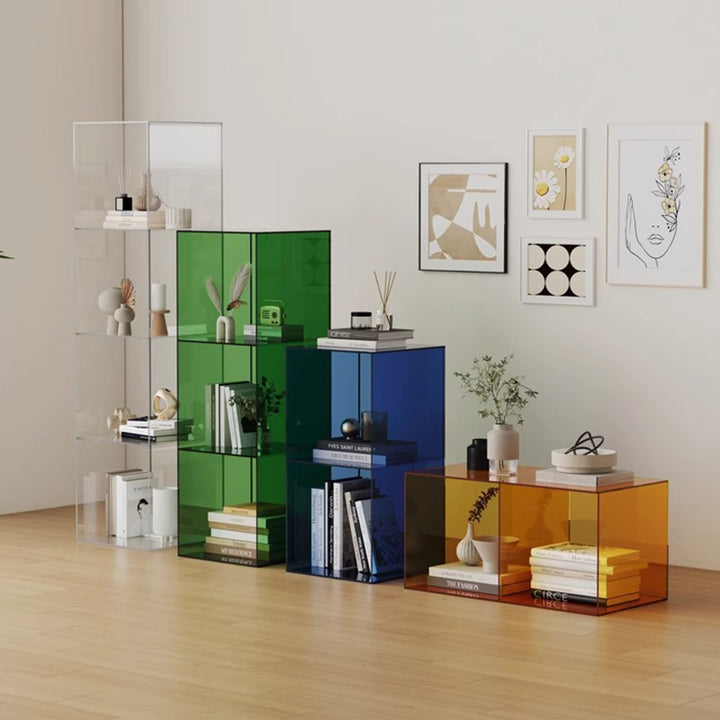 Contemporary Creative Acrylic Rectangular End Table 3-Tier For Living Room