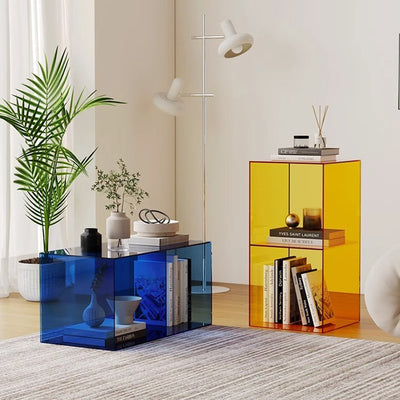 Contemporary Creative Acrylic Rectangular End Table 3-Tier For Living Room