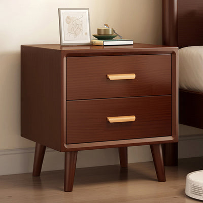 Modern Minimalist Solid Wood Rounded Square Cylindrical Nightstand 2-Drawer For Bedroom