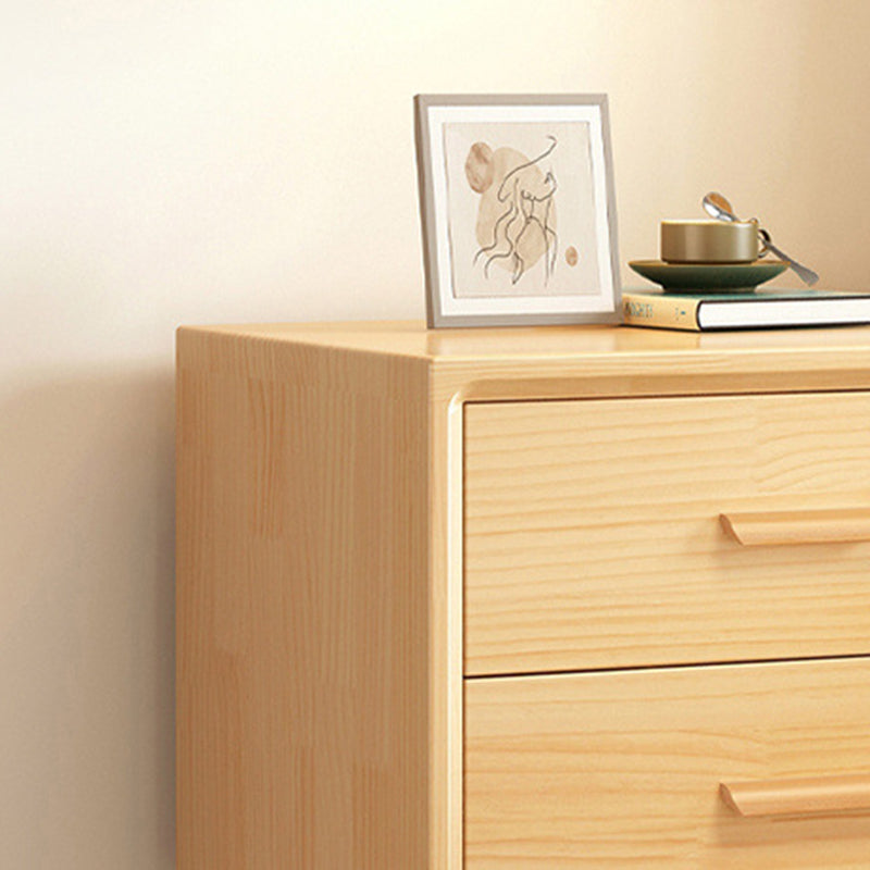 Moderner minimalistischer Nachttisch aus massivem Holz mit abgerundeten quadratischen zylindrischen 2 Schubladen für das Schlafzimmer 