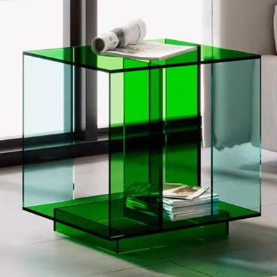 Contemporary Creative Acrylic Square Coffee Table 2-Tier For Living Room