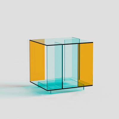 Contemporary Creative Acrylic Square Coffee Table 2-Tier For Living Room