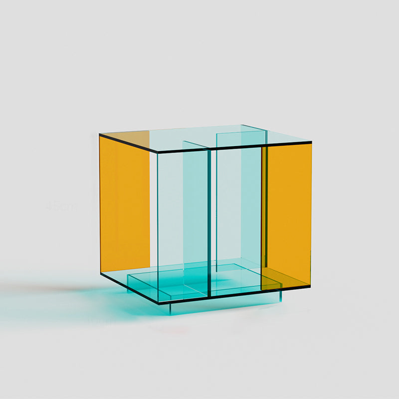 Contemporary Creative Acrylic Square Coffee Table 2-Tier For Living Room