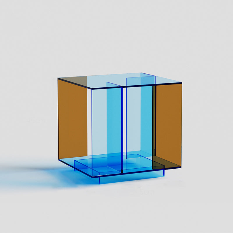 Contemporary Creative Acrylic Square Coffee Table 2-Tier For Living Room