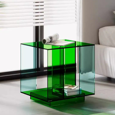 Contemporary Creative Acrylic Square Coffee Table 2-Tier For Living Room