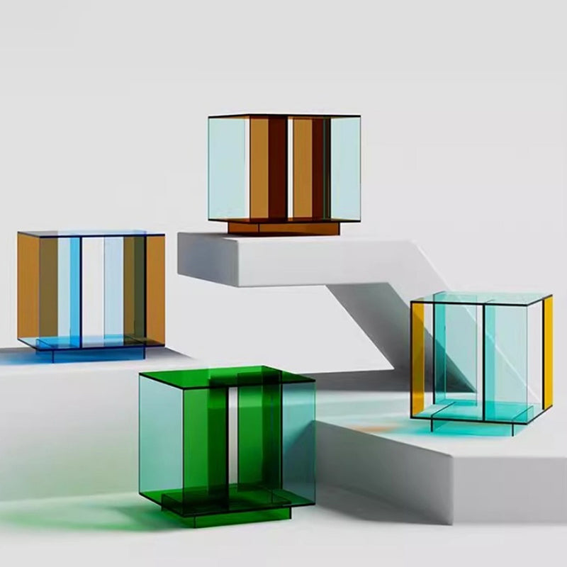Contemporary Creative Acrylic Square Coffee Table 2-Tier For Living Room