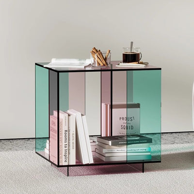 Contemporary Creative Acrylic Square Coffee Table 2-Tier For Living Room