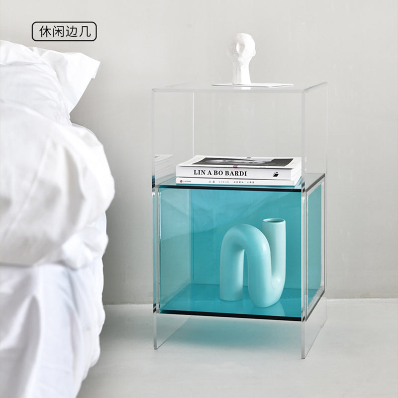 Contemporary Creative Acrylic Rectangular Square End Table 3-Tier For Living Room