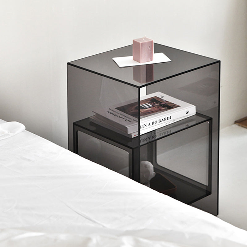 Contemporary Creative Acrylic Rectangular Square End Table 3-Tier For Living Room