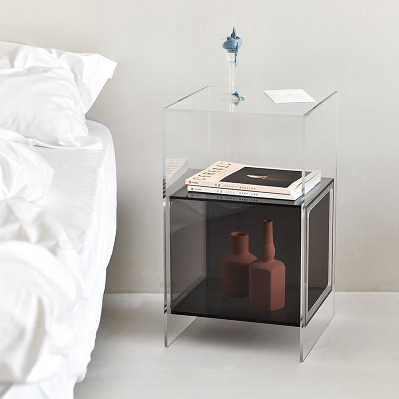 Contemporary Creative Acrylic Rectangular Square End Table 3-Tier For Living Room
