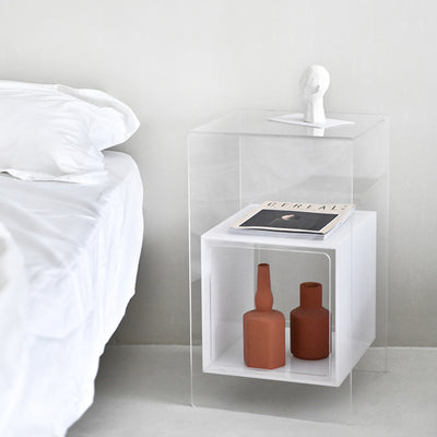 Contemporary Creative Acrylic Rectangular Square End Table 3-Tier For Living Room