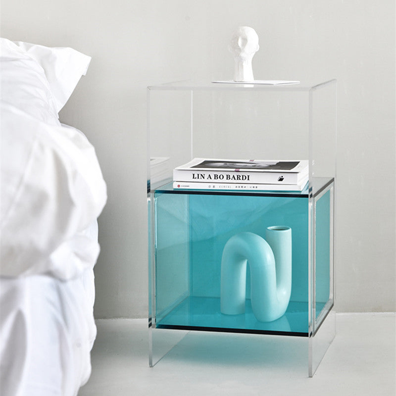 Contemporary Creative Acrylic Rectangular Square End Table 3-Tier For Living Room