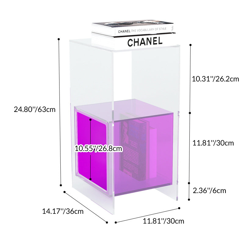 Contemporary Creative Acrylic Rectangular Square End Table 3-Tier For Living Room