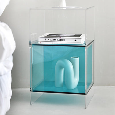 Contemporary Creative Acrylic Rectangular Square End Table 3-Tier For Living Room
