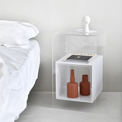 Contemporary Creative Acrylic Rectangular Square End Table 3-Tier For Living Room