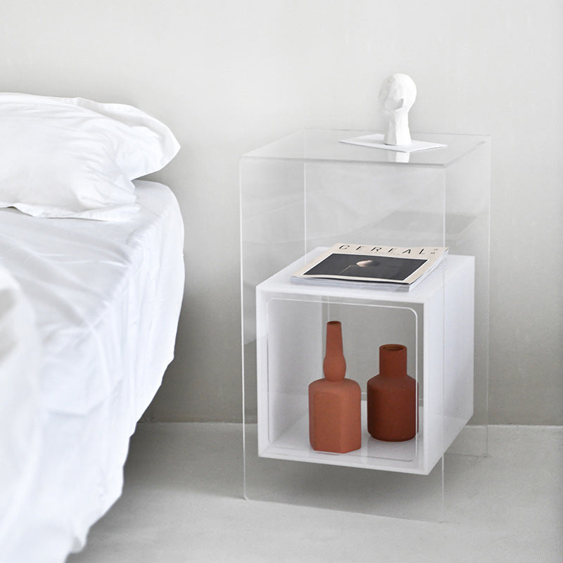 Contemporary Creative Acrylic Rectangular Square End Table 3-Tier For Living Room