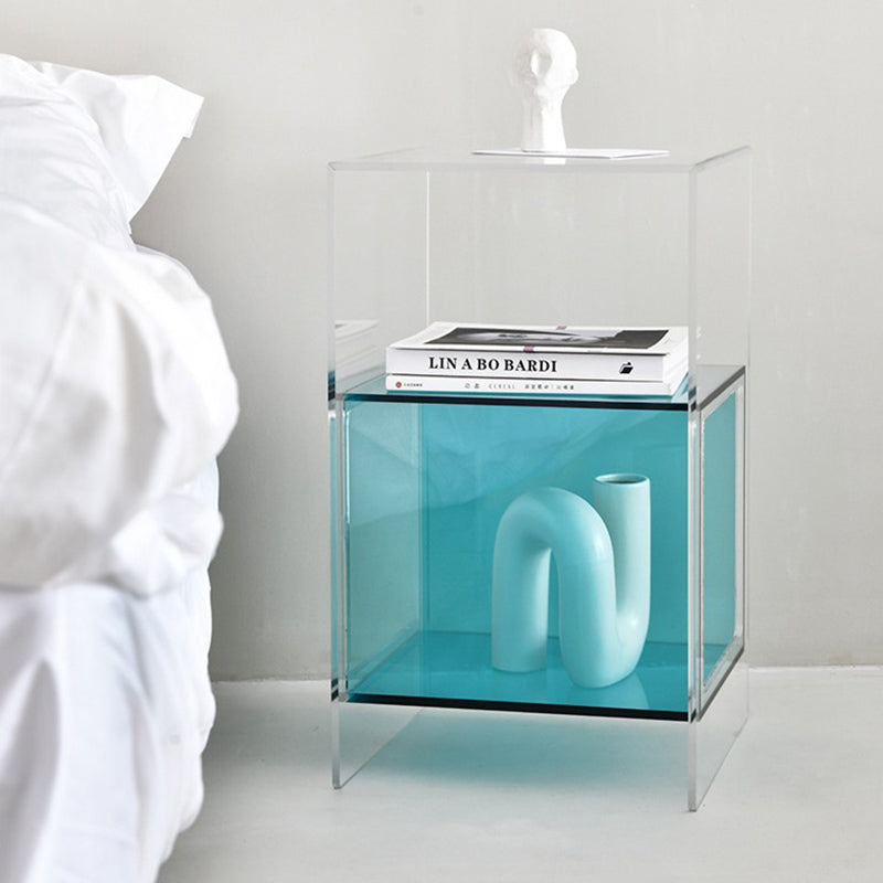 Contemporary Creative Acrylic Rectangular Square End Table 3-Tier For Living Room