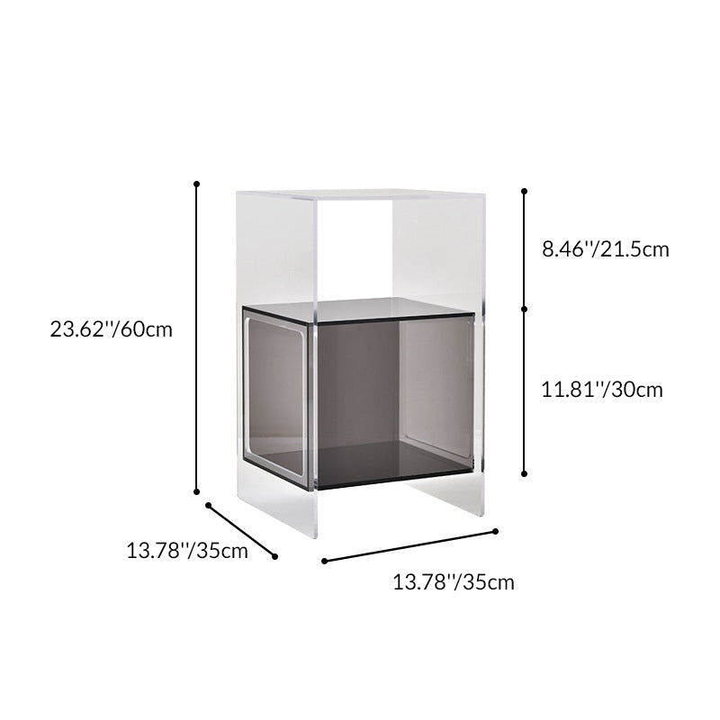 Contemporary Creative Acrylic Rectangular Square End Table 3-Tier For Living Room