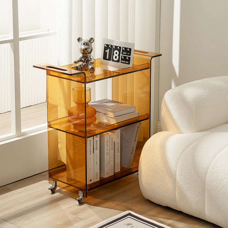Contemporary Scandinavian PC Mobile Rectangular End Table 3-Tier For Living Room