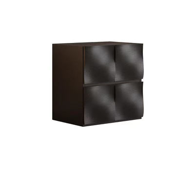 Contemporary Creative Solid Wood Square Ripple-Texture Nightstand With 2 Drawers For Bedroom