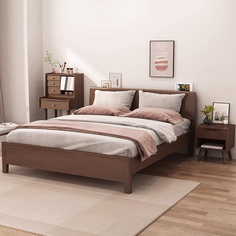 Contemporary Scandinavian Solid Wood &amp; Plywood Cylindrical Square Nightstand With 1/2 Drawers For Bedroom