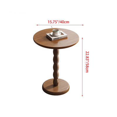 Traditional French Rubber Wood Round Roman Column End Table 1-Tier For Living Room