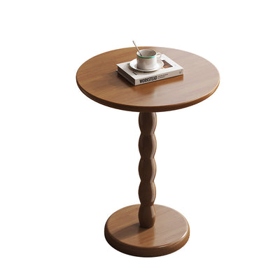 Traditional French Rubber Wood Round Roman Column End Table 1-Tier For Living Room