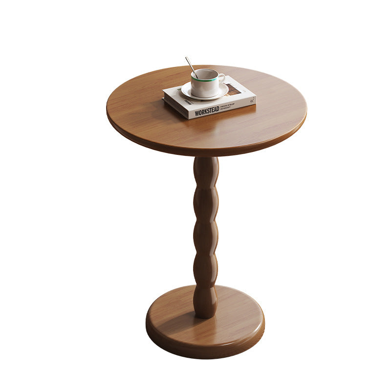 Traditional French Rubber Wood Round Roman Column End Table 1-Tier For Living Room