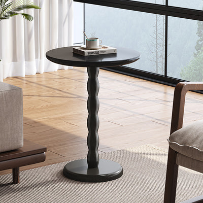Traditional French Rubber Wood Round Roman Column End Table 1-Tier For Living Room