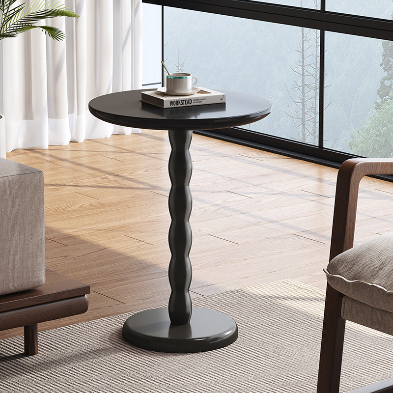 Traditional French Rubber Wood Round Roman Column End Table 1-Tier For Living Room