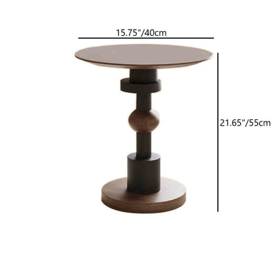 Traditional French Rubber Wood Round Ball End Table 1-Tier For Living Room