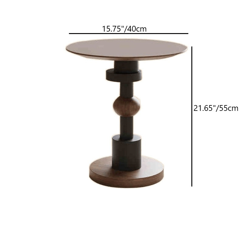Traditional French Rubber Wood Round Ball End Table 1-Tier For Living Room