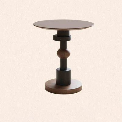 Traditional French Rubber Wood Round Ball End Table 1-Tier For Living Room