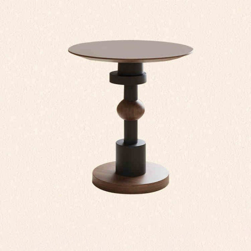 Traditional French Rubber Wood Round Ball End Table 1-Tier For Living Room