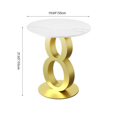 Contemporary Scandinavian Marble Carbon Steel Round Hollow Side Table 1-Tier For Living Room