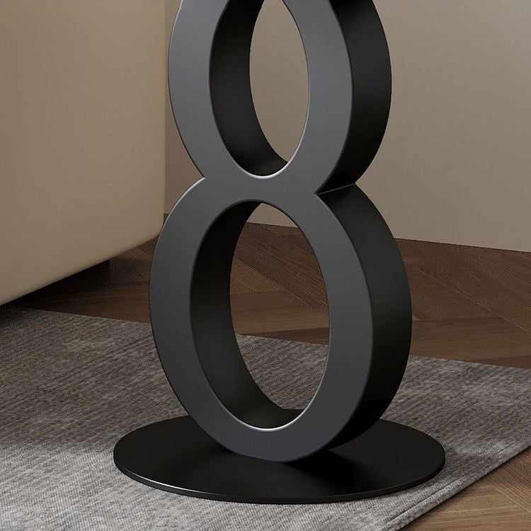 Contemporary Scandinavian Marble Carbon Steel Round Hollow Side Table 1-Tier For Living Room