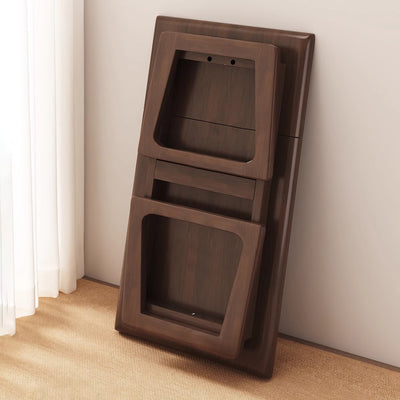 Traditional Japanese Solid Wood Foldable Rectangle Side Table 1-Tier For Living Room