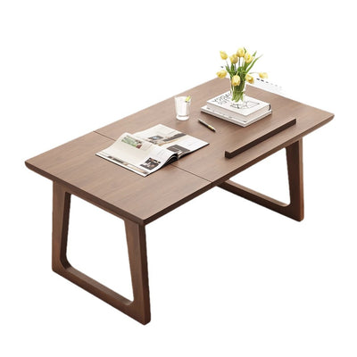Traditional Japanese Solid Wood Foldable Rectangle Side Table 1-Tier For Living Room
