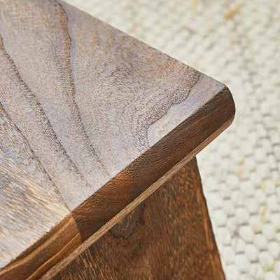 Traditional Japanese Solid Wood Rectangle Coffee Table 2-Tier For Living Room