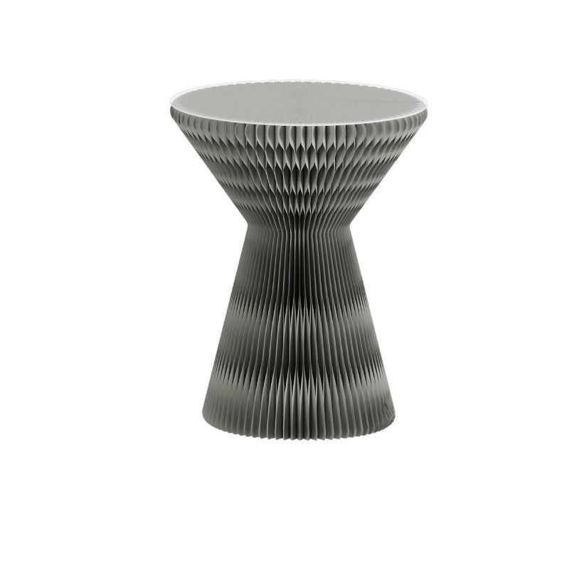 Contemporary Creative Glass Acrylic Kraft Paper Round Cone Coffee Table 1-Tier For Living Room