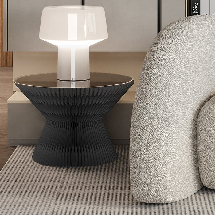 Contemporary Creative Glass Acrylic Kraft Paper Round Cone Coffee Table 1-Tier For Living Room