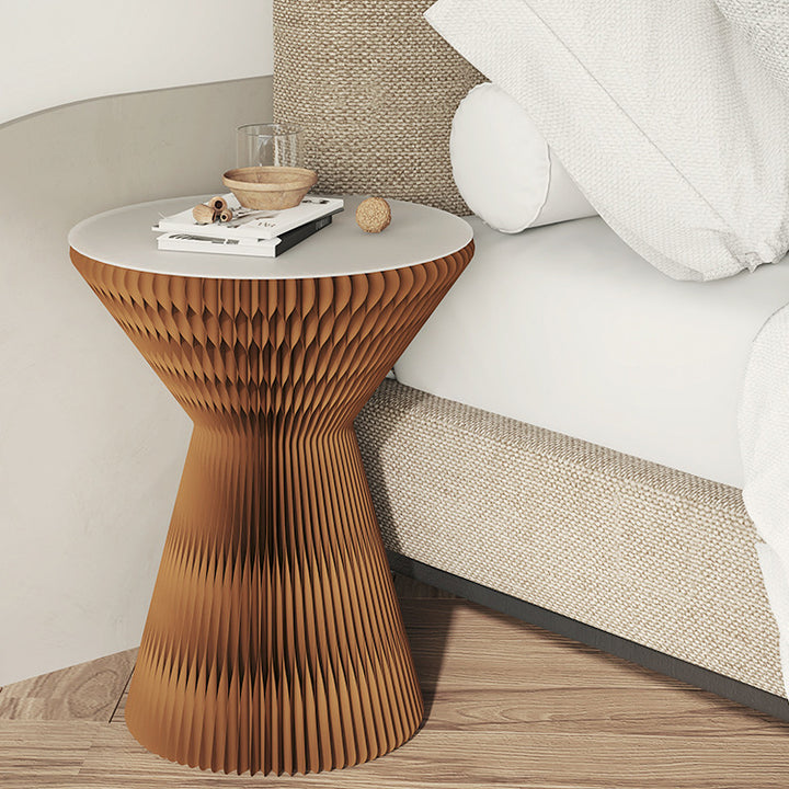 Contemporary Creative Glass Acrylic Kraft Paper Round Cone Coffee Table 1-Tier For Living Room
