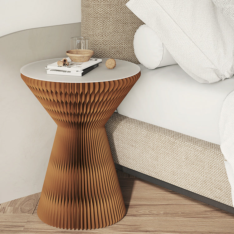 Contemporary Creative Glass Acrylic Kraft Paper Round Cone Coffee Table 1-Tier For Living Room
