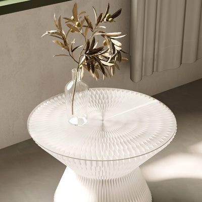 Contemporary Creative Glass Acrylic Kraft Paper Round Cone Coffee Table 1-Tier For Living Room