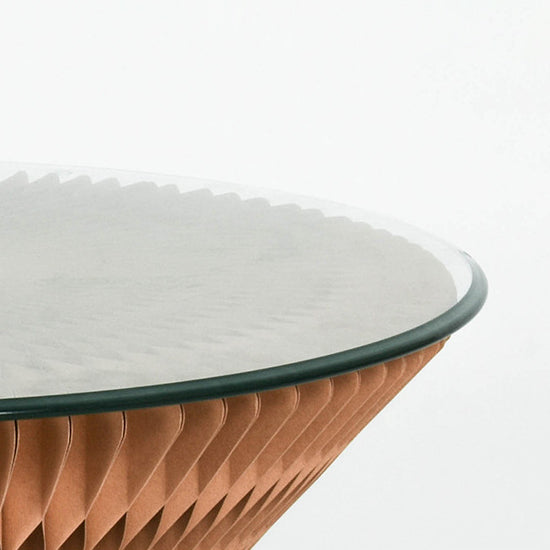 Contemporary Creative Glass Acrylic Kraft Paper Round Cone Coffee Table 1-Tier For Living Room
