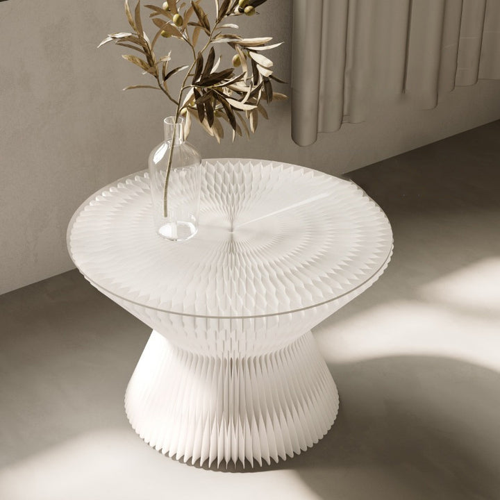 Contemporary Creative Glass Acrylic Kraft Paper Round Cone Coffee Table 1-Tier For Living Room